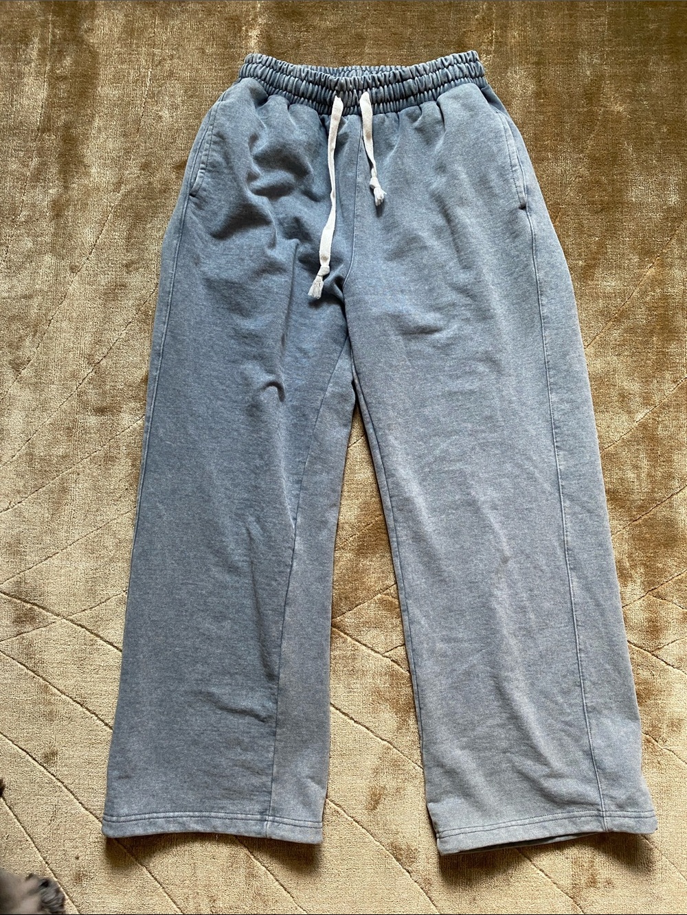 Casual Wide Leg Drawstring Sweatpants - Heather Gray